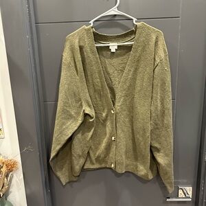 Olive Green Button-Up Sweater